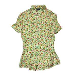 Vintage Versace Sheer Flora Fruit Button Front Blouse